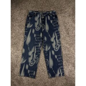Marithe Francois Girbaud Y2K Carpenter Baggy Jeans Graffiti Bleach Art Denim 36